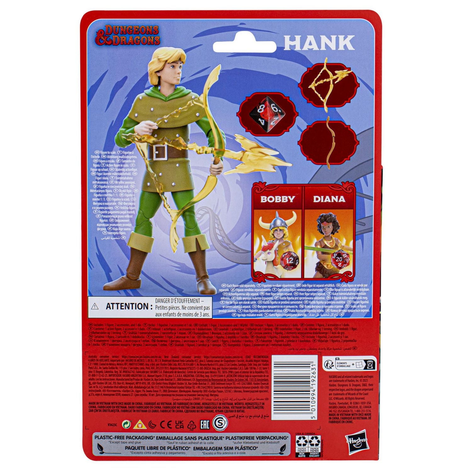 Dungeons & Dragons Cartoon Classics 6-Inch-Scale Hank the Ranger Action Figure, D&D 80s Cartoon, Includes d8 from Exclusive D&D Dice Set