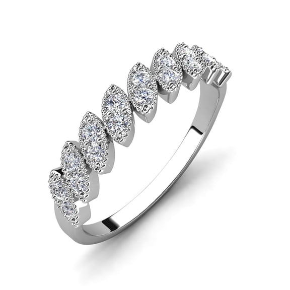 Cate & Chloe Tori 18k White Gold Plated Ring with Round Cut Swarovski Crystals, Gift for Women