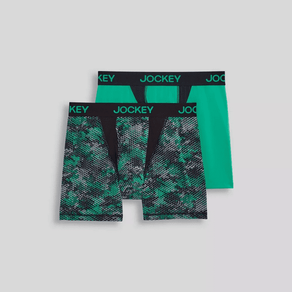 Jockey Generation Men's Performance Microfiber Sport 2pk Boxer Briefs -Black/Green, Small
