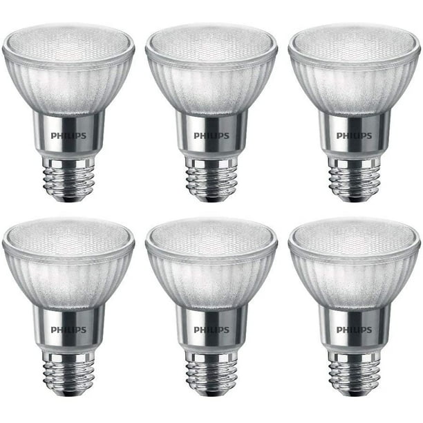 Philips LED 471151 50 Watt Equivalent Classic Glass PAR20 Dimmable LED Flood Light Bulb (6 Pack), 6-Pack, Cool White, 6 Count -