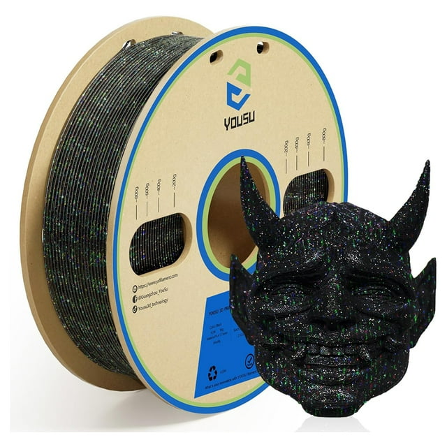 Mistaha Filament d'Impression 3D YOUSU Résistant aux Hautes Températures Diamètre 1,75mm, Fort et Précis, 1kg/bobine, Compatible avec Toutes les Imprimantes 3D FDM - Noir Galaxie (Type Bobine Aléatoire)