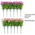 thumbnail image 4 of Artificial Fake Plants Flowers for Outdoor Spring Decor, 12 Bundles Faux Silk Mums for Planter Pot Colorful UV Resistant Look Real for Front Door Porch Patio Outside Yard(Purple Pink), 4 of 5