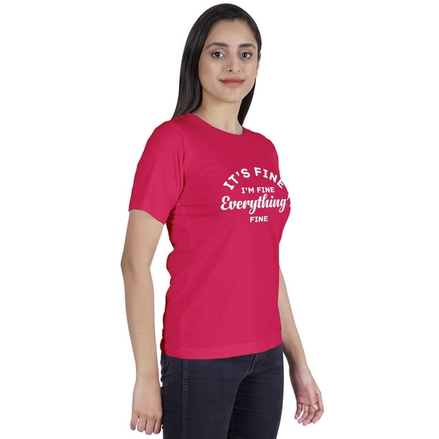 Inkmeso T-shirt à Col Rond « It's Fine I'm Fine Everything's Fine » Haut en Jersey Inspirant à Lettres Imprimées pour Femmes