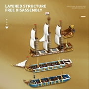 HI-REEKE Pirates Ship Building Block Set The Royal Fleet Ship Kit Plastic Toy Gift for Adult Gold