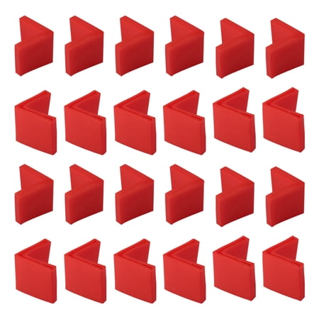 24Pcs Red Soft Angle Iron Foot Pad L Shaped Edge Leg Cover 30mmx30mm