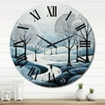 thumbnail image 2 of Designart "Blue White Modern Scandinavian Winter Painting II" Landscapes Oversized Wall Clock, 2 of 5