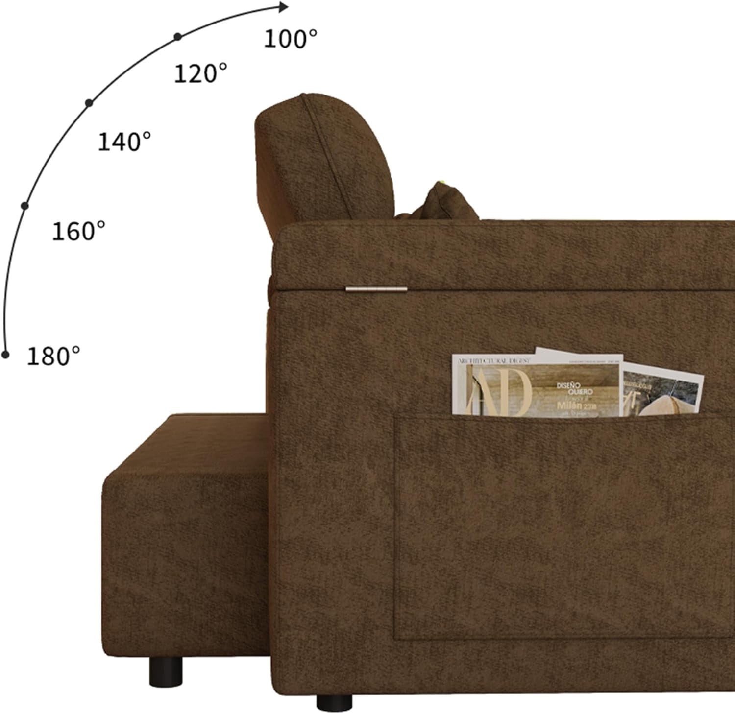3 in 1 Convertible Sleeper Sofa,Sleeper Couch with Pull Out Bed, Storage Armrests and Laptop Table for Living Room,Sleeper Sofa, Pullout Couch Bed