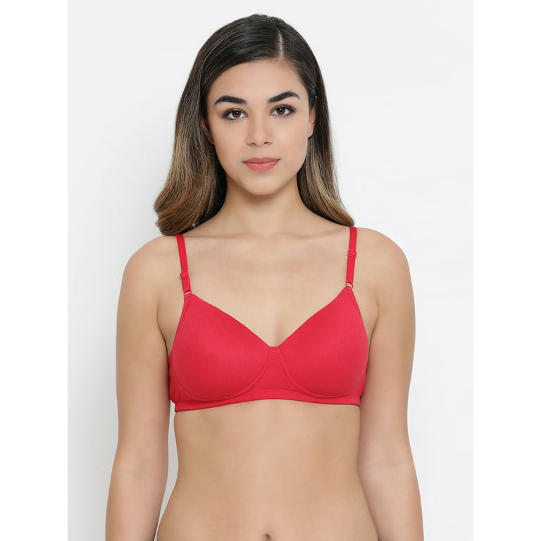 Clovia Cotton Rich Non-Padded Full Support Bra In Pink Women