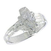 Angle View: Sterling Silver Crucifix Baby Ring / Kid's Ring / Toe Ring (Available in Size 1 to 5), size 3.5