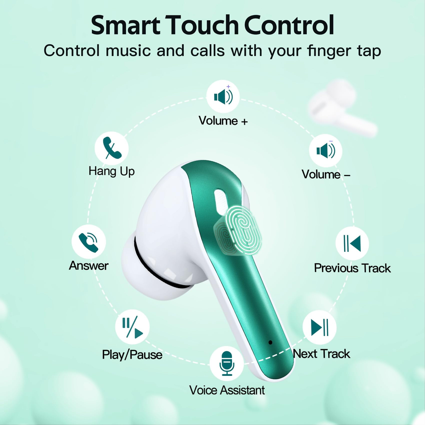 TAGRY Bluetooth Headphones True Wireless Earbuds 60H Playback LED Power Display Earphones with Wireless Charging Case IPX5 Waterproof in-Ear Ear buds with Mic for TV Smart Phone Laptop Computer
