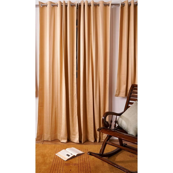 Kika Home Collections Handmade 48"x84" Modern Light Gold Solid Decorative Grommet Curtains, 2 Count