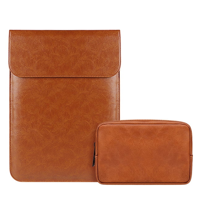 Funda para computadora portátil compatible con MacBook Dell, con bolsa pequeña, funda protectora de cuero de gamuza sintética para computadora portátil