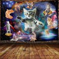 thumbnail image 1 of Tapiz para colgar en la pared con forma de gato con forma de galaxia, divertido, pizza, Space Cats, 1 of 3