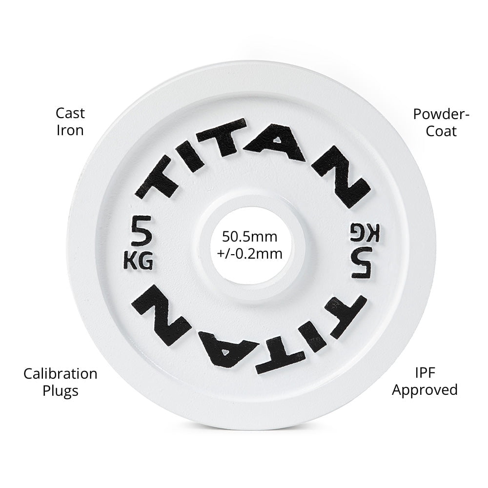 Titan Fitness 5 KG Olympic Calibrated Steel Powerlifting Plate, Machine Precision Steel Discs, Sold Individually