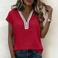 thumbnail image 6 of Lmueinov Women's Boho Cap Sleeve Lace Trim V Neck Tops 2026 Summer Casual Loose Beach Vacation Tee Shirts Blouse, 6 of 8