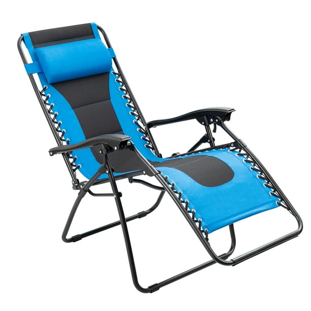 Walnew Oversized Padded Zero Gravity Chair With Headrest Blue Black Walmart Com