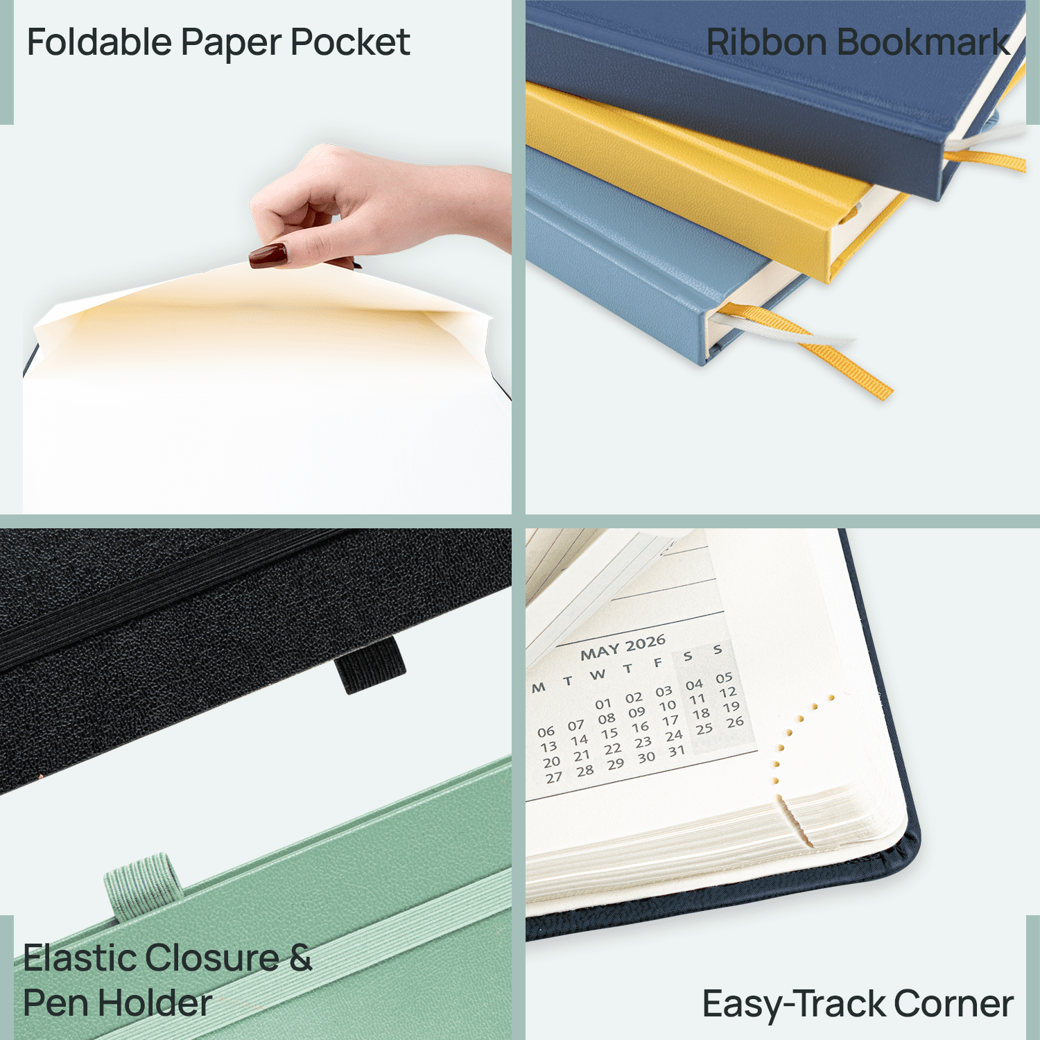 POPRUN Academic Planner 2026-2027, 6.5"x 8.5", (Jul.26-Jun.27) Weekly Monthly Appointment Book with Hourly Time Slots, Hardcover Spiral Bound, 100GSM Thick Paper - Black