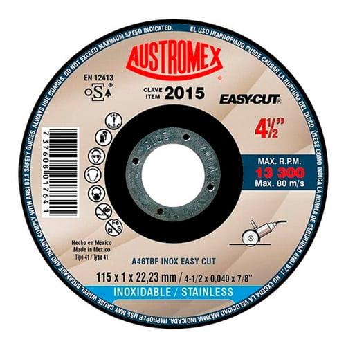 Disco Para Corte Austromex De Acero Inoxidable 4.1/2 X3 2015