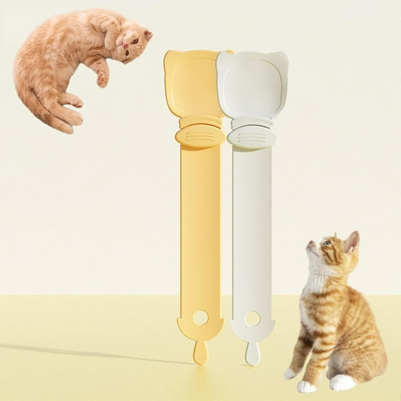 Pet Food Spoon-Lickable Cats Treats Spoon, Cat Treat Food Feeder, Cat Treat Spoon Squeeze, Wet Treat Squeeze Spoon, Multifunctional PetSpoons CatFeeder(Yellow White)