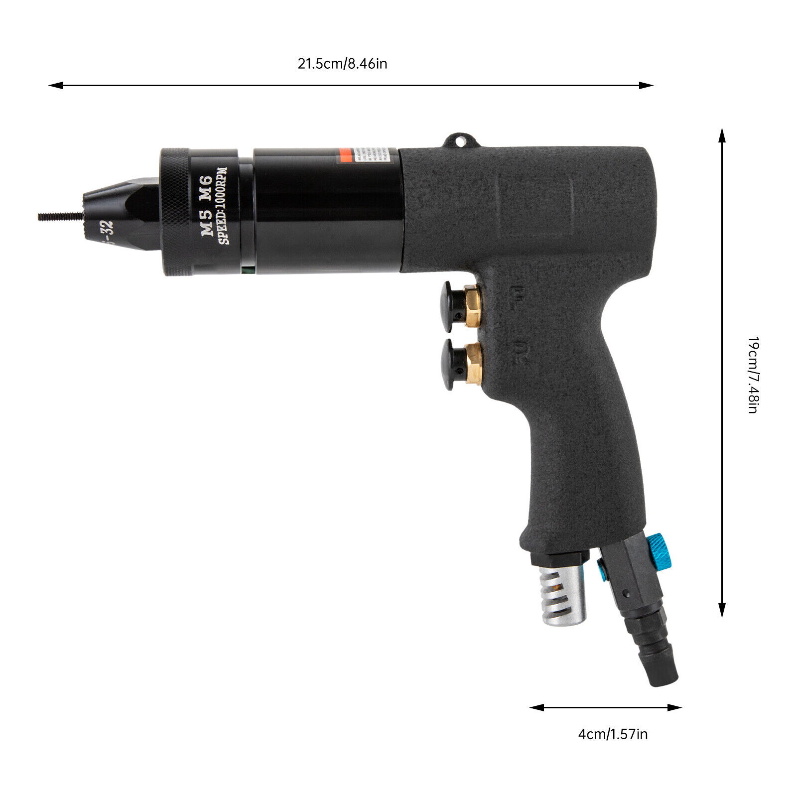 Miumaeov Pneumatic Rivet Nut Gun Air Rivnut Setting Gun Pro Riveting Machine w/10-24", 1/4", 5/16", 3/8" Gun Heads