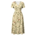 thumbnail image 6 of Floral Dress for Women Summer Casual Wrap V Neck Short Sleeve Sundress A-Line Beach Vacation Dresses 2026, 6 of 7