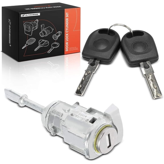 A-Premium Front Left Driver Side Door Lock Cylinder Kit with Keys Compatible with Volkswagen Jetta 1999-2010, Door Lock Cylinder Set for 1U0837167D, 1U0837167E, 1U0837167F