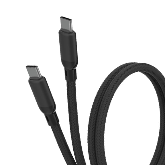Braided Type-C to Type-C Cable Black, 4 ft