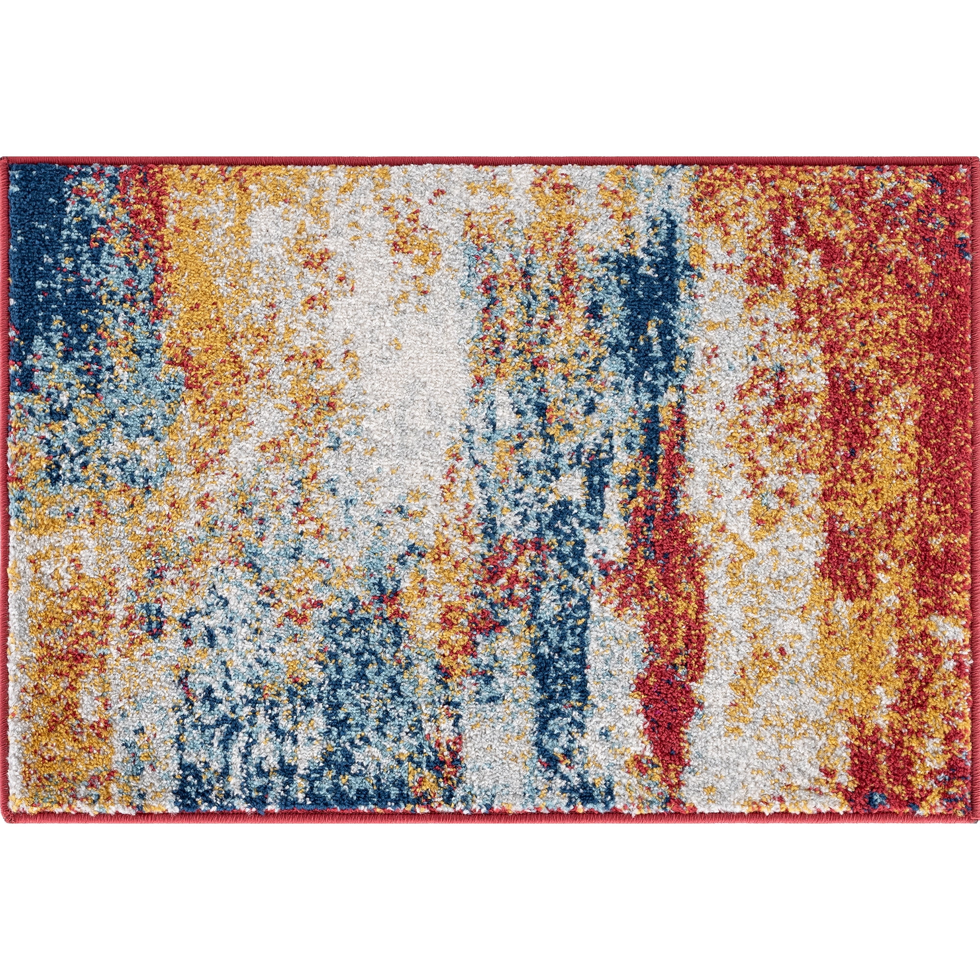 Bliss Rugs Abstract Indoor Doormat Contemporary Floor Mat for Entrance, Indoor Door Mat | Multi-Color, 2' x 3'