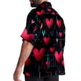 thumbnail image 3 of Valentine's Day Love ECG Men's Short Sleeve Casual Printed Button Down Beach Shirts Hawaiian Style Unisex Summer Shirt, 3 of 6