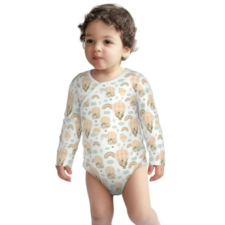 

Haiem Air Balloon and Flower Printed Unisex-Baby Long Sleeve Onesies Bodysuits Unisex Babies Snap-Up Rompers-2 Years