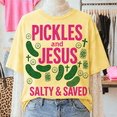 thumbnail image 3 of Pickles and Jesus Comfort Colors Shirt, Funny Christian Pickle Graphic Tee, Salty and Saved Faith Gift for Women, 3 of 6