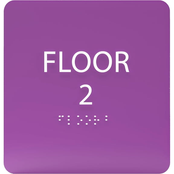 ADA CENTRAL SIGNS - 6" X6" Floor 2 Sign - ADA Compliant Tactile Graphics Grade 2 Braille Text Acrylic Wall Signs - Directional Assistance, Floor Number Safety for Office, school Hospital, Apartment