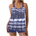 thumbnail image 2 of Xixinqiwan Tankini Swimsuits for Women Tummy Control Two Piece Bathing Suits Flowy Printed Swim Dress with Boy Shorts Blue 5XL, 2 of 6