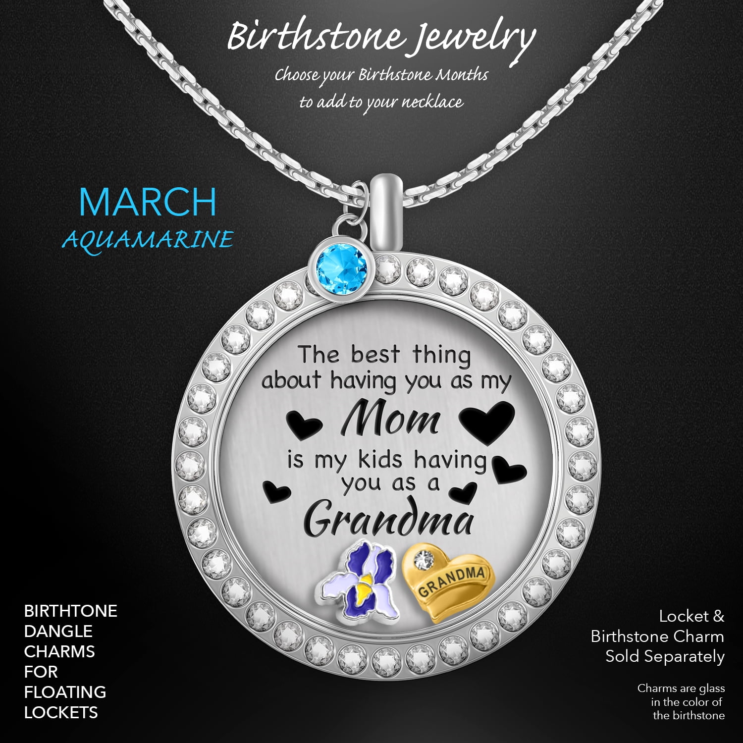 Personalized Floating Locket Necklace for Mother or Grandma • by JE