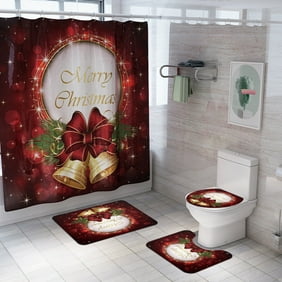 Taykoo 3pcs Set Christmas Bathroom Pad Bath Mat Pedestal Toilet