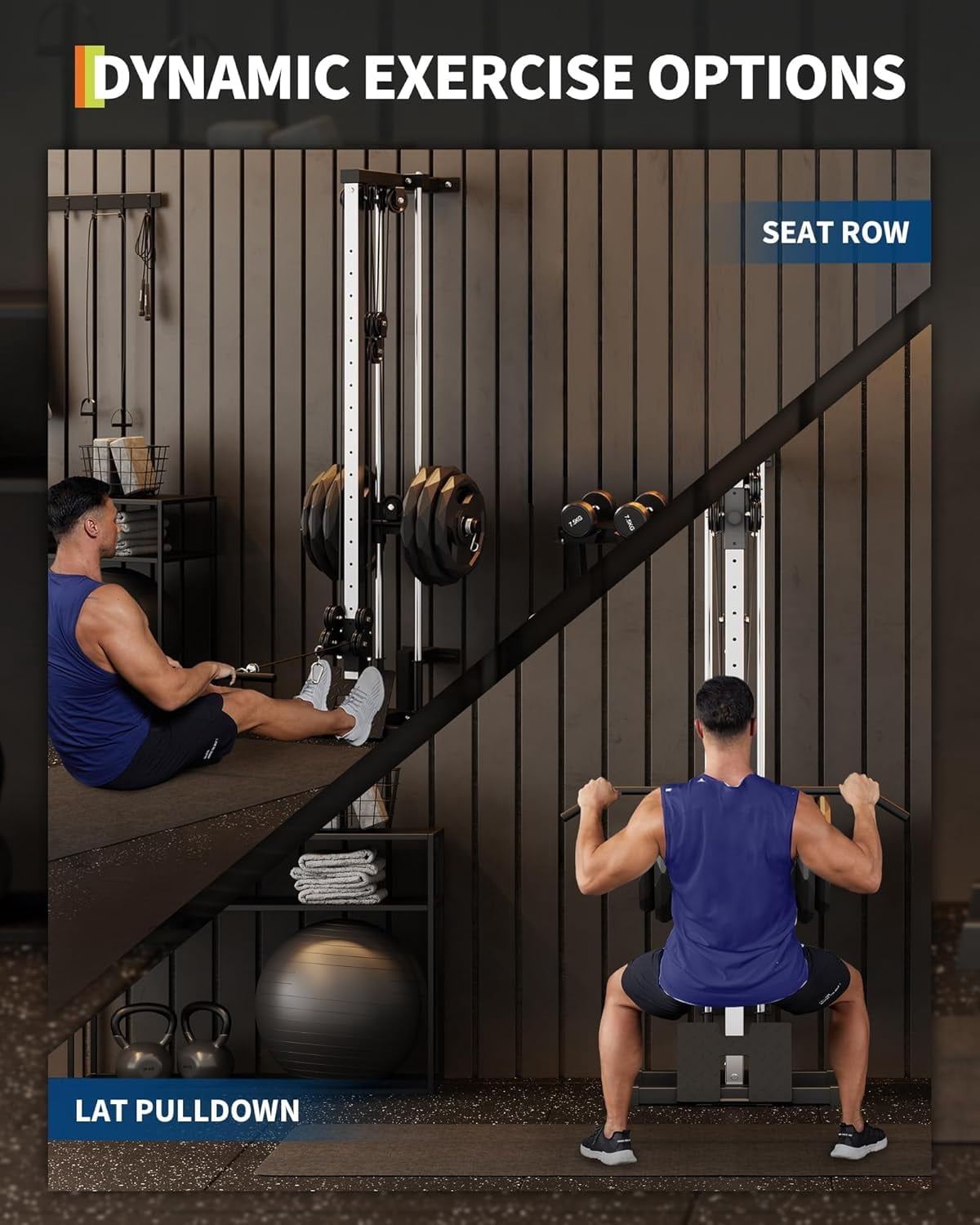 Wall Mount Cable Crossover Machine - 19-Position Dual Pulley System with LAT Pulldown & Adjustable Footplate, Home Gym Workout Station