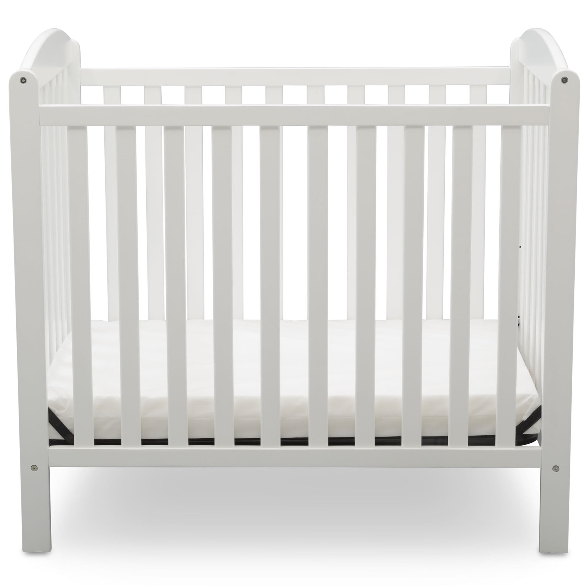 Delta Children Gateway Mini Convertible Baby Crib with Mattress, Bianca White