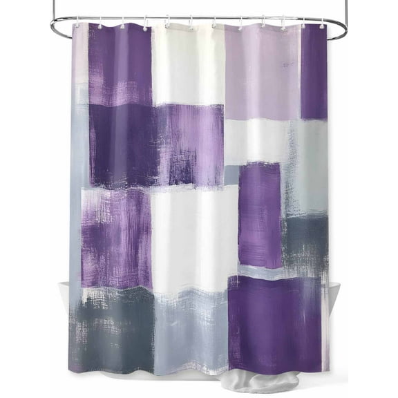 Purple Grey Shower Curtain, Graffiti Abstract Mottled Color Block Modern Art Waterproof Shower Curtain Set with 12 Hooks Lightweight Washable Fabric Shower Curtains for Bathroom 72x84 Inches