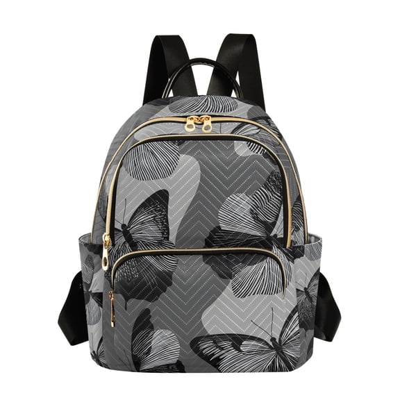 ALAZA Gray Butterfly Womens Travel Laptop Backpack Large Daypack Ladies Shoulder Bags S