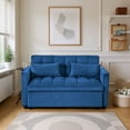 thumbnail image 2 of BSHTI Modern Sofa Sleeper, Futon Sofa Bed,Twin-Size Sofa Couch with 3 Adjustable Rreclining Angles,Two Matching Pillows,Easy Assembly,Velvet Fabric Loveseat,Dark Blue, 2 of 18