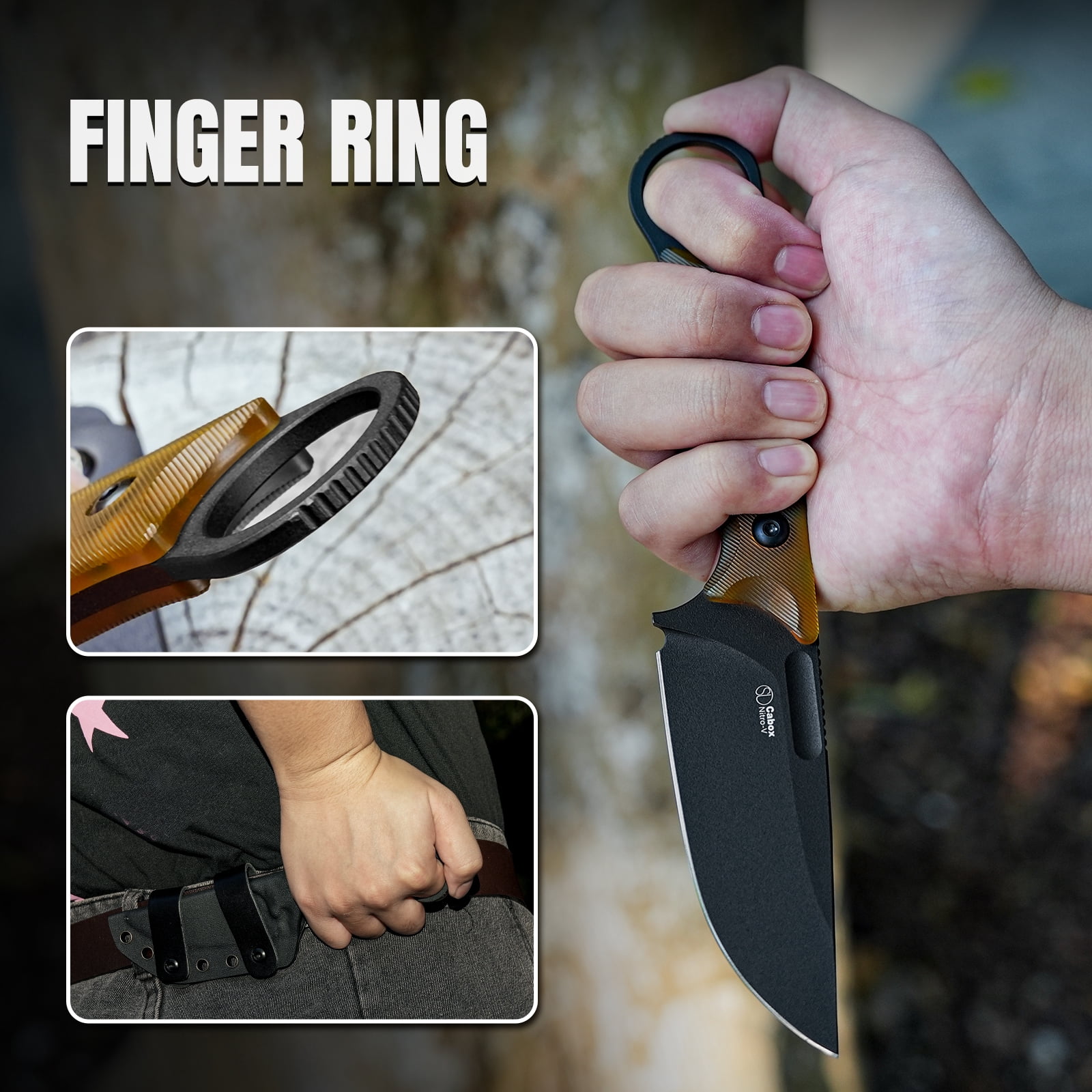 Kizer Cabox Fixed Blade Knife Nitro-V Blade PEI Handle Pocket Tactical Knives 1048A6