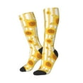 thumbnail image 2 of Vsdgher Yellow White Striped Sunflower Print Thigh High Socks Extra Long Stretchy Sock Women Over Knee High Opaque Stocking Daily Wear, 2 of 5