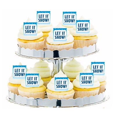 - 24pk Snowflakes Frozen Ice LEt it Snow Edible Cupcake Decoration Toppers / Picks