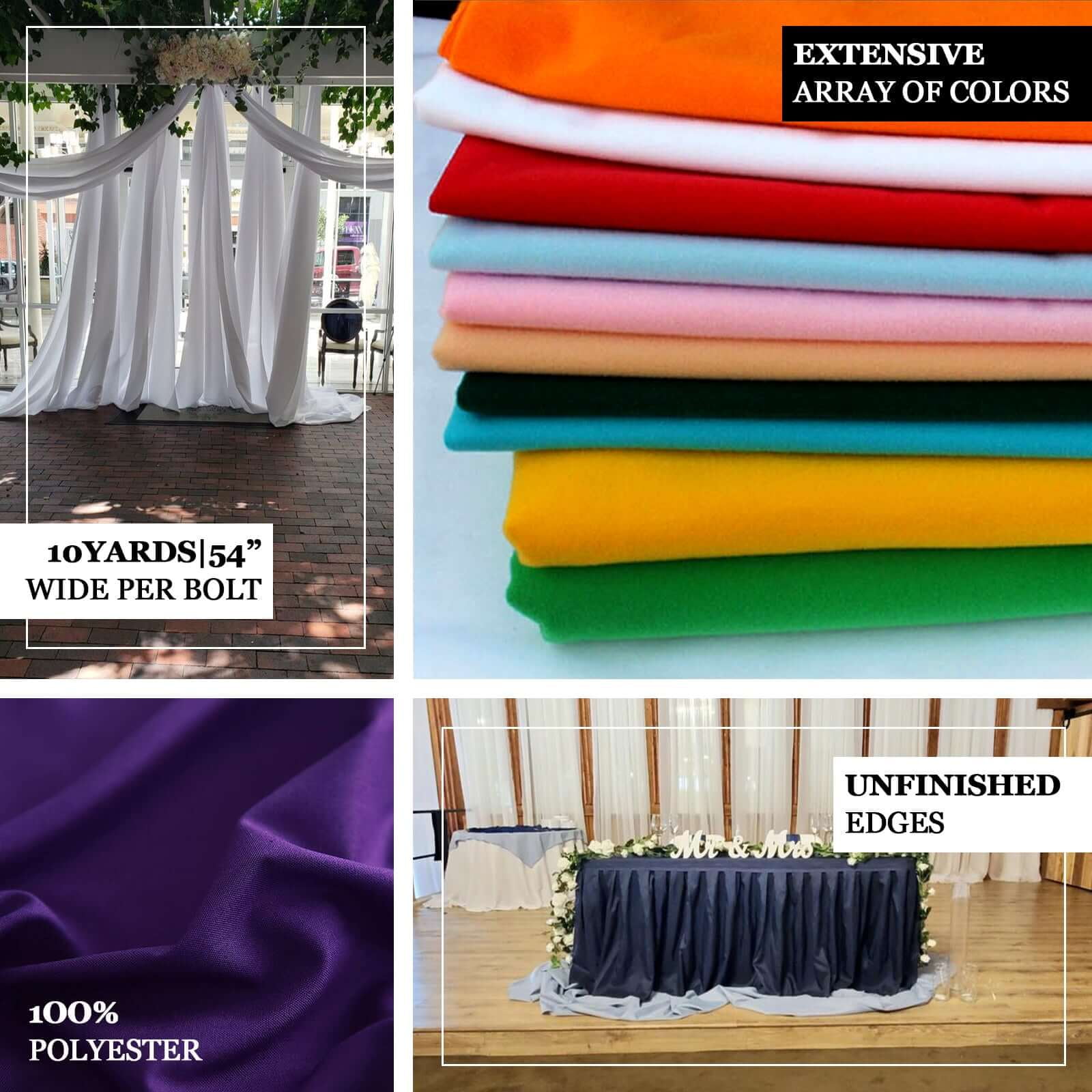 Efavormart 54" x 10 Yards Burgundy Polyester Wedding Banquet Restaurant Wholesale Fabric Bolt For Party Event Decor Arts And Crafts