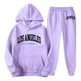 thumbnail image 3 of Men's Tracksuits 2 Piece Set Classic letter print Casual Hoodie Sweatshirt and Joggers Sweatpants Sets Running Sport Suits Clothes Outfits Light Purple L, 3 of 3