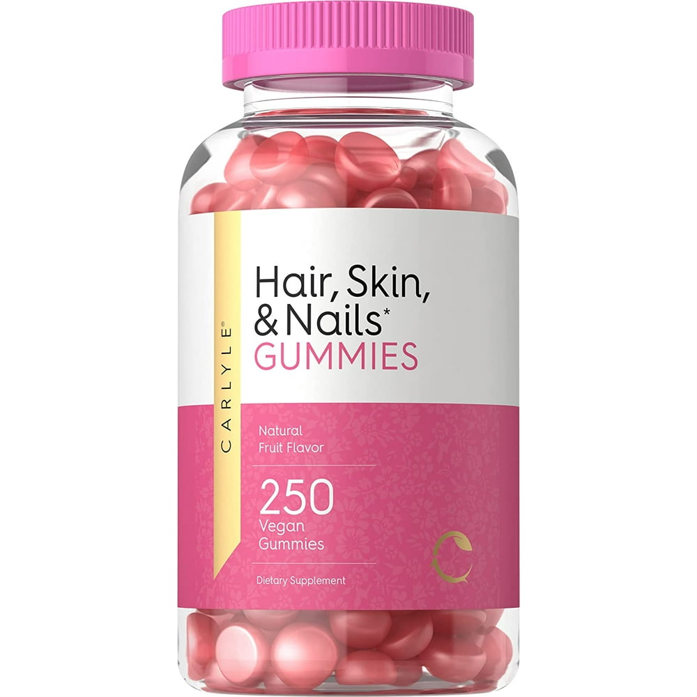 Hair, Skin and Nails Gummies 250 Count Fruit Flavor Gummy Vitamins