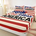 thumbnail image 5 of Manfei Retro God Bless America Print Bed Sheets, USA Flag Full Size Sheets, Red White Blue, Navy Reversible 4-Piece (1 Flat Sheet, 1 Fitted Sheet and 2 Pillowcases), 5 of 6