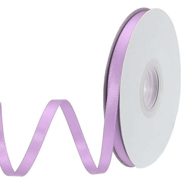 Uxcell Satin Ribbon Grosgrain Solid Silk Wedding Bouquet Ribbon for Valentine's Day Gift Wrapping Cake Box Bows Light Purple-1/4" x 25 Yard