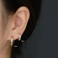 thumbnail image 2 of QQTDFG 925 Sterling Silver Plain Thin Dome Huggie Hoop Earrings F1105-Silver - 14 mm ( inner dia), 2 of 8