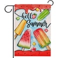 thumbnail image 2 of Bandera de jardín de doble cara con diseño de helado de sandía y paletas, de arpillera decorativa para exteriores, decoración pequeña para el hogar, decoración de temporada para exteriores, 30 x 45 cm, 2 of 8